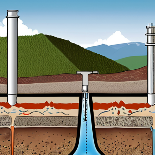 **

A cross-sectional diagram illustrating the various layers beneath a geothermal plant in the German Alps. The diagram should highlight the different soil types (clay, sand, rock), groundwater levels, and how they interact with the geothermal pipes and infrastructure. Show temperature fluctuations around the pipes and potential areas of stress or corrosion. The image should have a slightly educational style. German signage is included, showing "Bodenbeschaffenheit" (Soil Condition), "Grundwasserstand" (Groundwater Level), and "Geothermische Anlage" (Geothermal Plant).

**