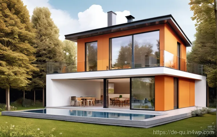 지열 냉난방 시스템과 인공지능 기술의 융합 - **A modern, minimalist German living room at dusk, bathed in warm, inviting light. A modestly dresse...