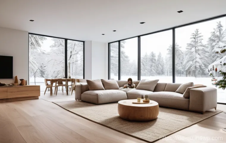 소형 주택을 위한 지열 냉난방 시스템 - **Prompt:** A cozy, brightly lit interior of a modern German family home during winter, showcasing a...