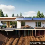 지열 냉난방 시스템의 설계 최적화 - A detailed cross-sectional illustration of geothermal borehole installation in various soil types ty...