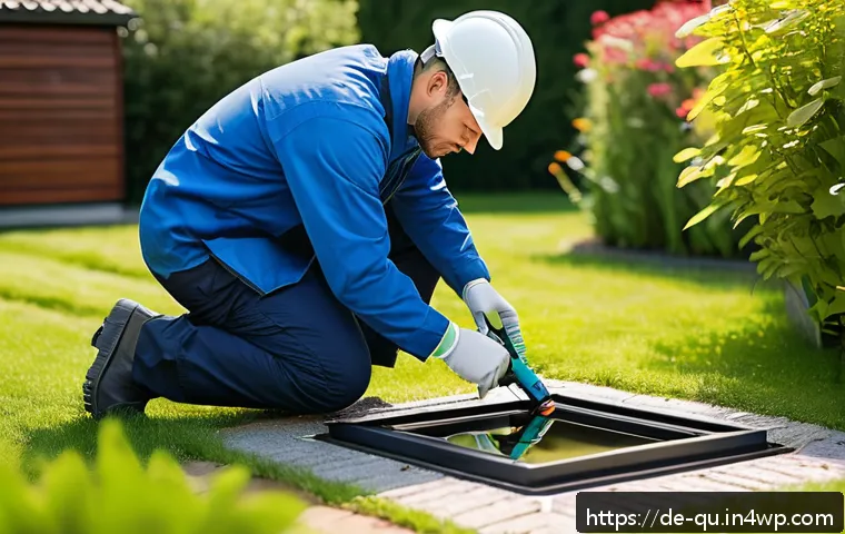 지열 냉난방 시스템의 수명 연장 방법 - A professional geothermal technician performing a detailed visual inspection of a residential geothe...