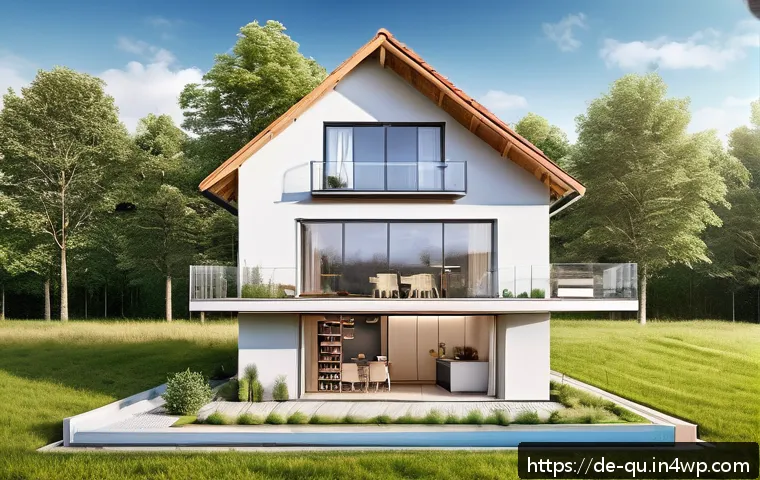 지열 냉난방 시스템과 환경 보호 - A modern, energy-efficient German home with an earth-to-water heat pump system installed, showing un...